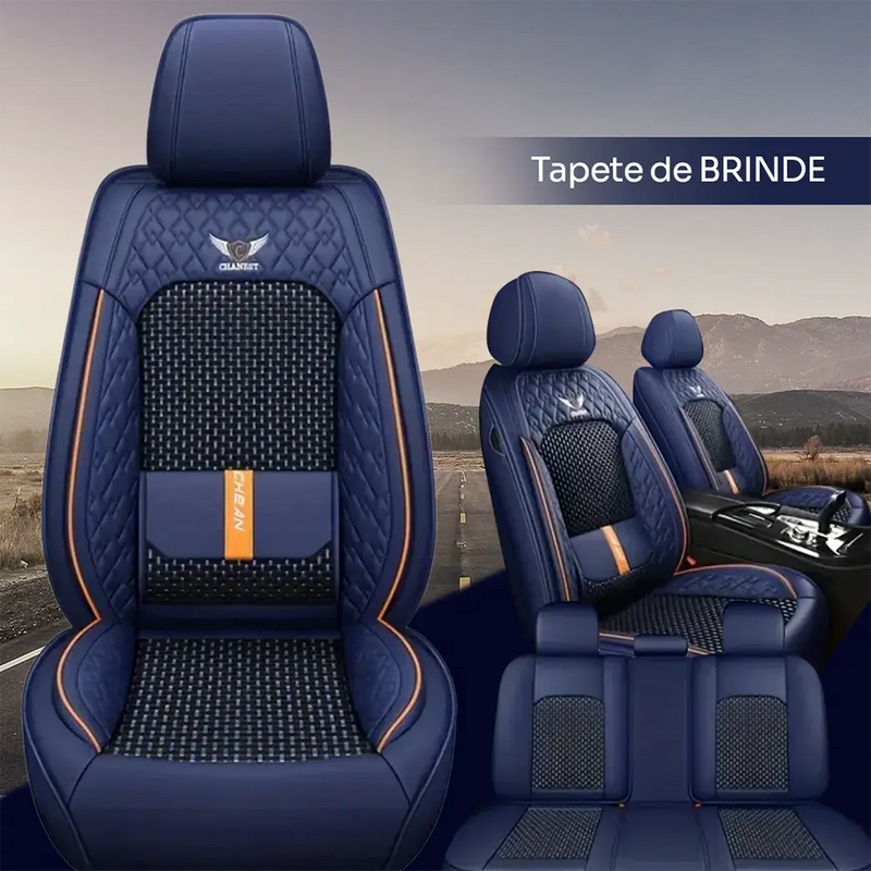 Capa para Banco de Carro Completa em Couro Legítimo Universal Italian + BRINDE: Tapete Completo