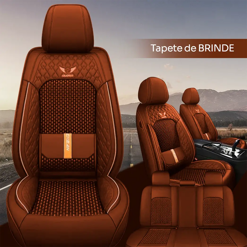 Capa para Banco de Carro Completa em Couro Legítimo Universal Italian + BRINDE: Tapete Completo