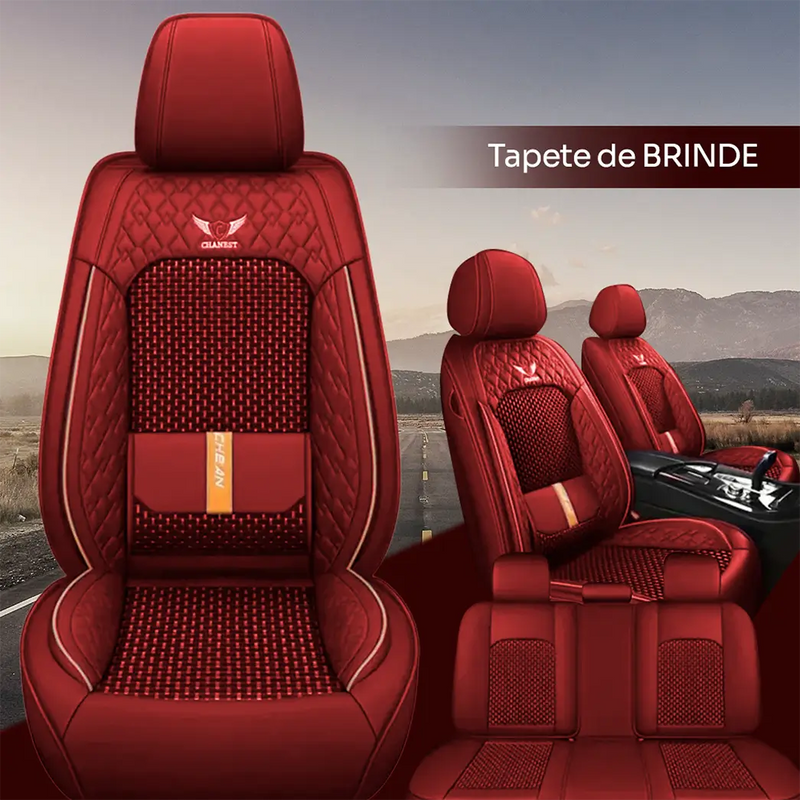 Capa para Banco de Carro Completa em Couro Legítimo Universal Italian + BRINDE: Tapete Completo